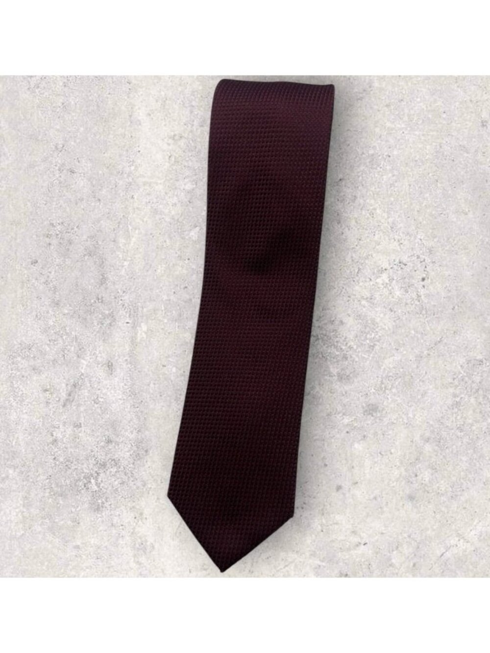 NEW AKZENTE Silk Tie Solid Burgundy W:3.2"
